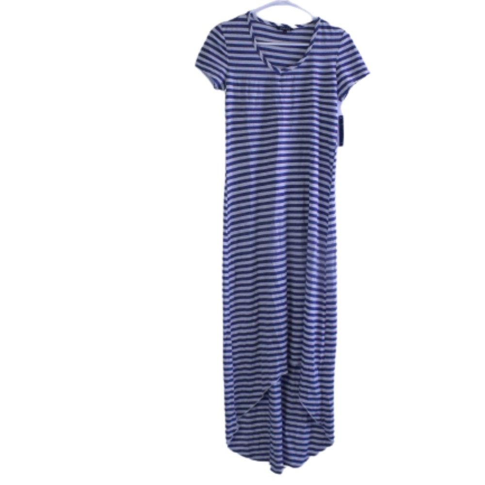 Just Love Blue Striped Maxi Dress Hi Low Medium